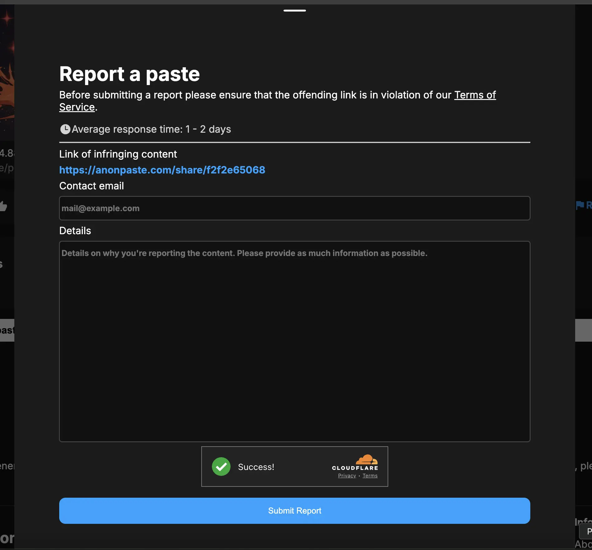 Report form